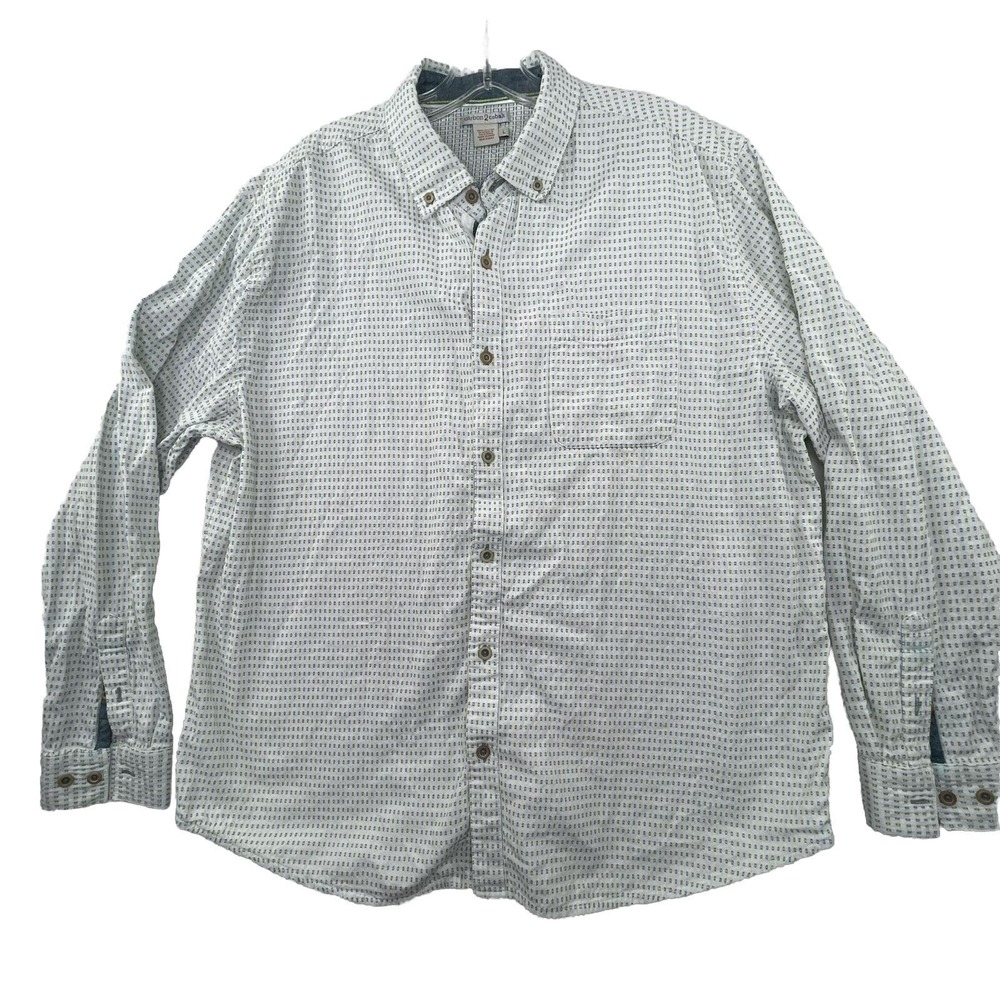 Carbon 2 Cobalt Long Sleeve Button Up Shirt Mens L Large White Embroidered